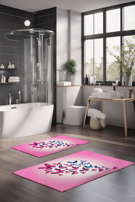 Mijölnir CT-5114 Juego de Alfombrillas de Baño 2 Piezas Poliéster Antideslizante Antibacteriano Tamaños 40x60cm y 60x100cm